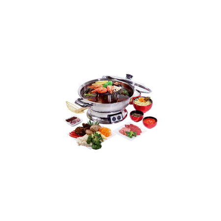 Electric Hot Pot with 1350W Power & 2.5L Capacity | Removable Grill Plate | Stainless Steel by GAF