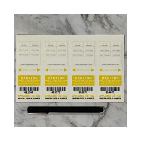 NSW Test Tag Self Laminating | Security Flap | Yellow Color | Complies with NSW Standards by Tradepro Australia Pty Ltd