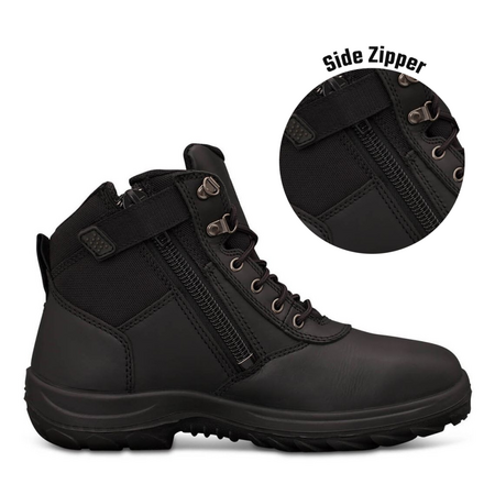 Black Zip Sided Work Boot | Water Resistant Leather | Heat Resistant Sole | Slip Resistant by Oliver