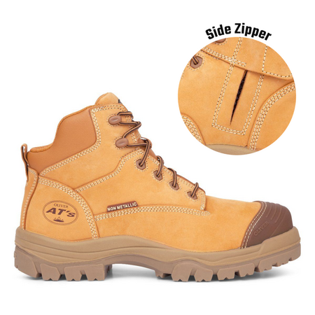 Wheat Zip Sided Safety Boot | Composite Toe | Electrical Hazard Protection | Slip Resistant by Oliver