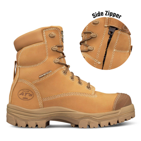 150mm Wheat Zip Sided Boot | Composite Toe | Water Resistant Nubuck | Quick Release Zipper | by Oliver