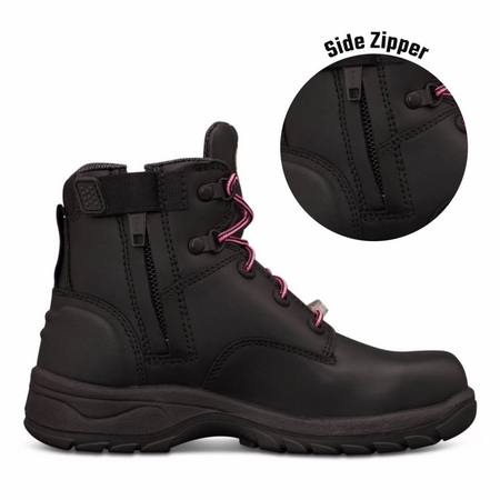 Black Zip Sided Boot | Water Resistant Leather | Steel Toe Cap | Slip Resistant by Oliver