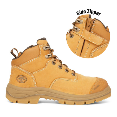 130mm Wheat Zip Sided Boot | Water Resistant Leather | Steel Toe Cap | Slip Resistant by Oliver