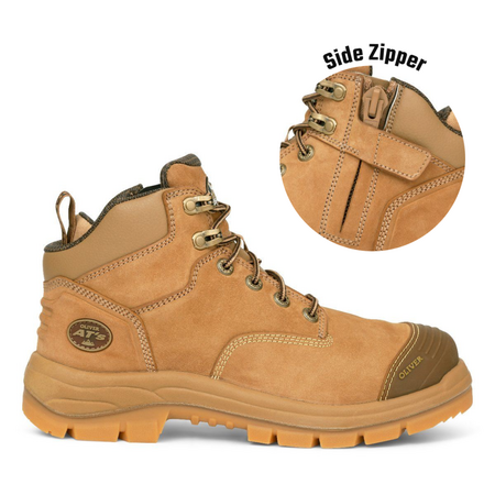 130mm Stone Zip Sided Boot | Water Resistant Leather | Steel Toe Cap | Quick Release Zipper | by Oliver