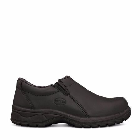 Black Slip On Safety Shoe | Water Resistant Leather | Steel Toe & Slip Resistant | Oliver