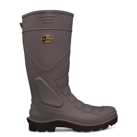 Grey Safety Gumboot | Waterproof PVC | Steel Toe & Metatarsal Protection | Heavy Duty Sole by Oliver