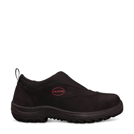Black Slip On Sports Shoe | Water Resistant Nubuck Leather | Steel Toe Cap | Slip Resistant Sole by Oliver