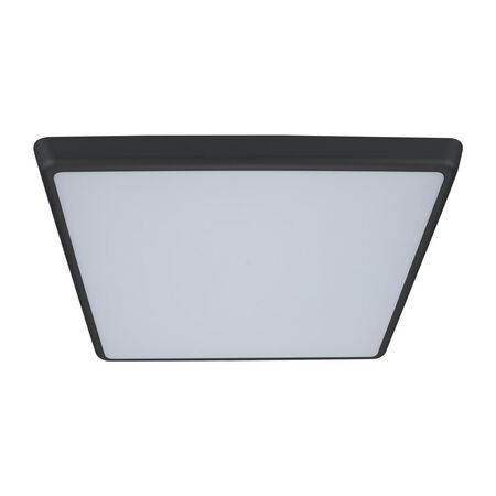 SOLAR-400-SQ Square Tricolour 35W 400MM Slimline LED Dimmable IP54 Oyster Light - Black Frame