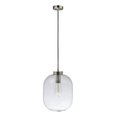 FLAUNT GLASS PENDANT 240V E27 SATIN CHROME