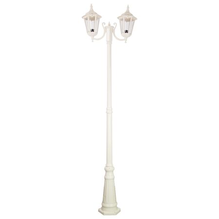GT-1077 Chester Twin Head Curved Arm Tall Post Light - Powder Coated Finish / B22