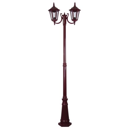 GT-1077 Chester Twin Head Curved Arm Tall Post Light - Powder Coated Finish / B22