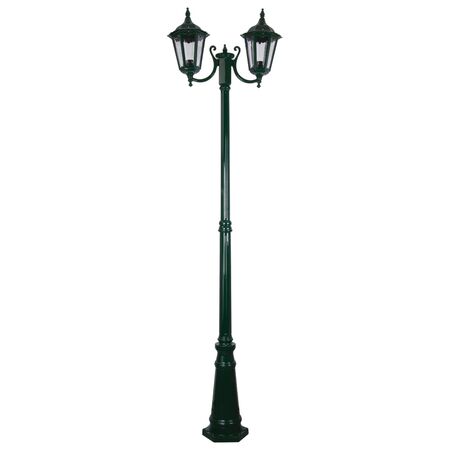 GT-1077 Chester Twin Head Curved Arm Tall Post Light - Powder Coated Finish / B22