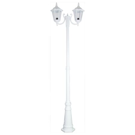 GT-1077 Chester Twin Head Curved Arm Tall Post Light - Powder Coated Finish / B22