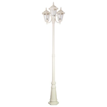 GT-1078 Chester Triple Head Curved Arm Tall Post Light - Powder Coated Finish / B22