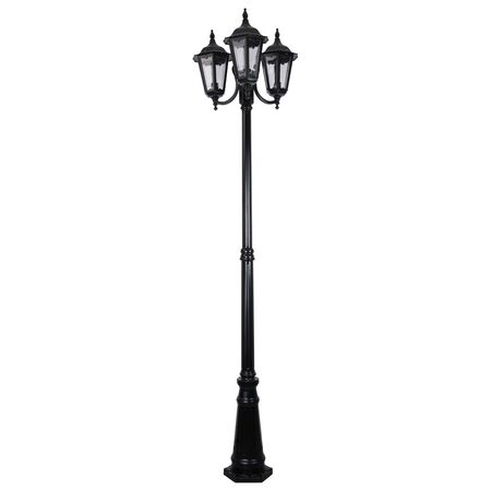GT-1078 Chester Triple Head Curved Arm Tall Post Light - Powder Coated Finish / B22