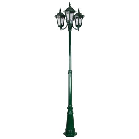 GT-1078 Chester Triple Head Curved Arm Tall Post Light - Powder Coated Finish / B22