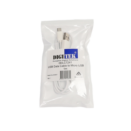 USB 2.0 Male to Micro USB Male Lead | 1M Length | 480Mbit/s Bandwidth | White by Bitek Pty Ltd