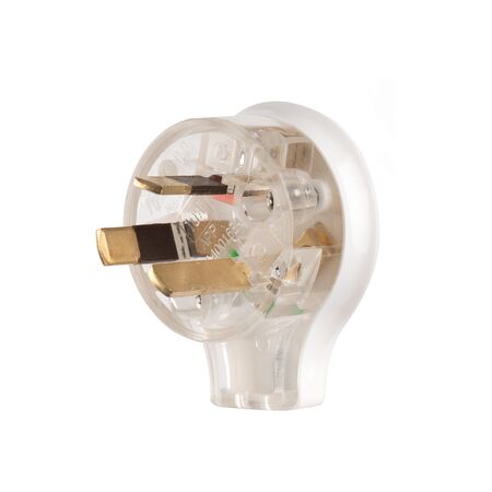Side Entry Plug 10A | Rewireable | Flat Earth Pin | White Clear by Transco
