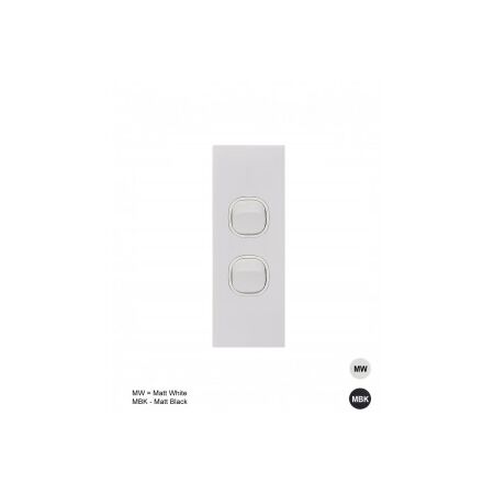 Vertical Architrave Switch 2 Gang | 10AX 16A 250V | Matt White by Trader