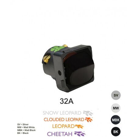 Switch Mechanism 32A 250V | Cat's Eye Black | Pack of 5 by Trader