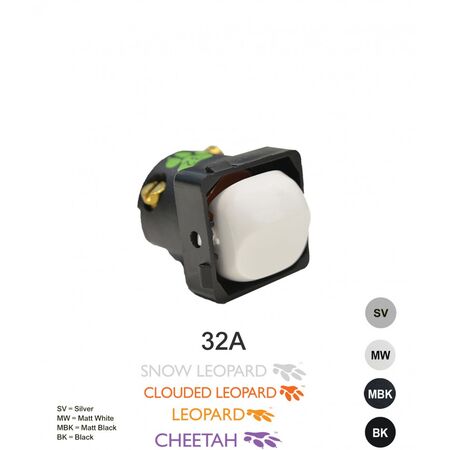 Switch Mechanism 32A 250V | Cat's Eye Design | Matt White Finish by Trader