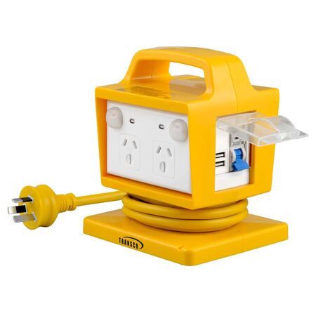 RCBO Portable Power Outlet 10A | IP65/54 Rated | USB Charger by Transco