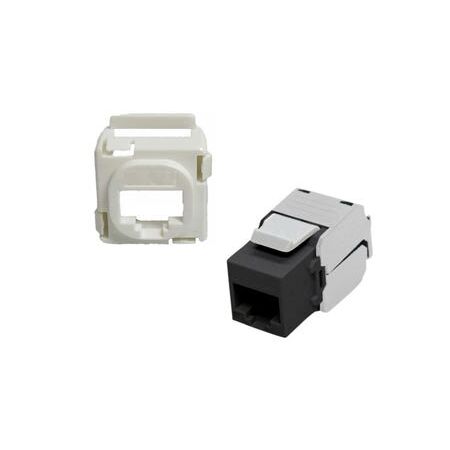 Category 6 Keystone RJ45 Connector | Black with White Bezels | Pack of 50 by CABAC