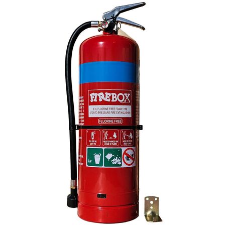 9lt Fluorine Free Foam Extinguisher | 4A:20B Fire Rating | Stainless Steel & Powder Coated Red | Firebox