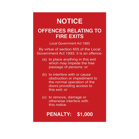 PVC Fire Exit Offences Sign | UV-Protected Material | Clear Visibility | Indoor/Outdoor Use by Firebox