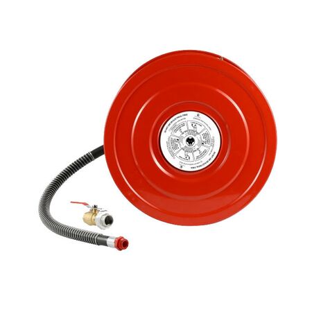 Fire Hose Reel Induction System | 25mm Diameter | 30m Length | Brass Nozzle | Red Powder Coated by Firebox