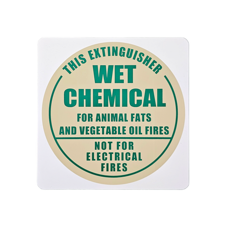 Wet Chemical Extinguisher I.D Sign | UV-Resistant PVC | Compact Size | Clear Identification by Firebox