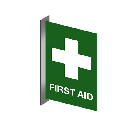 PVC First Aid Location Right Angle Sign | UV-Protected Material | Indoor & Outdoor Use | Firebox