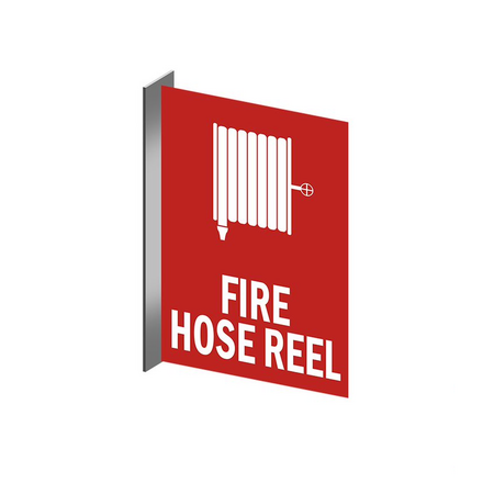 PVC Fire Hose Reel Location Right Angle Sign | UV-Protected | Self-Adhesive | Indoor/Outdoor Use by Firebox