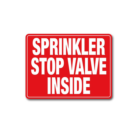 Stainless Steel Sprinkler Stop Valve Sign | Durable Material | Clear Visibility | Indoor Use by Firebox