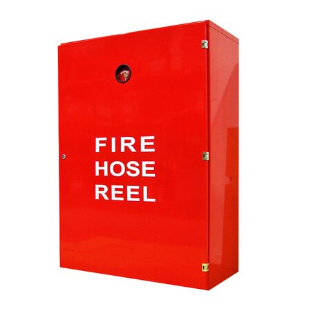 Fire Hose Reel Cabinet with Break Glass & 003Lock | Powder Coated Steel | UV Resistant Red | Firebox