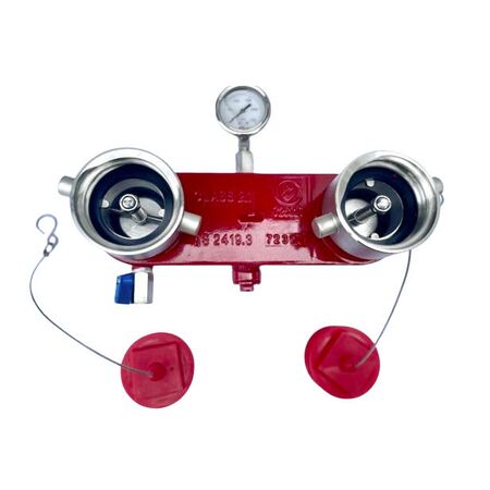 Dual Booster Valve Rear Outlet QRT Assembly | 304 Stainless Steel | 2100 kPa Working Pressure | Red Finish by Firebox