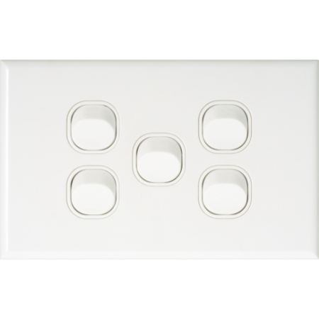 Slim Five Gang Switch Plate | Durable Design | Ideal for Residential & Commercial Use by Dexton