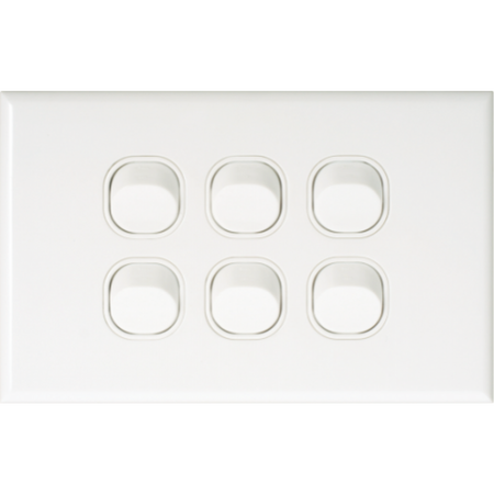Slim Six Gang Switch Plate | High-Quality Plastic | Smooth Surface Finish | Dexton