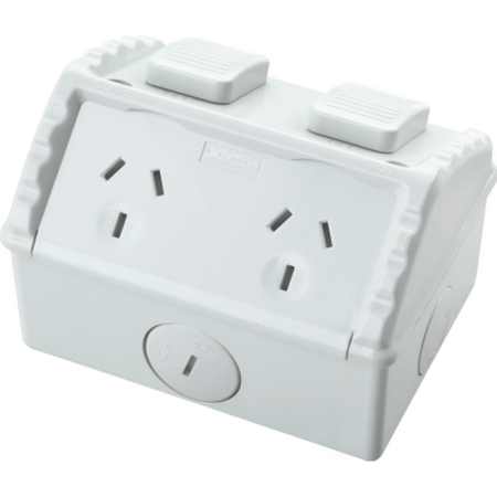 Double Weatherproof Socket 15A | IP53 Rated | Durable Outdoor Design | 2 Sockets by Dexton
