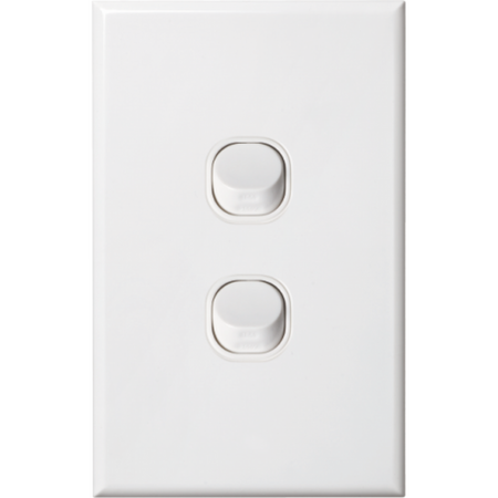 Standard Two Gang Switch | 16 Amps Rating | Slim Design & Vertical Orientation by Dexton