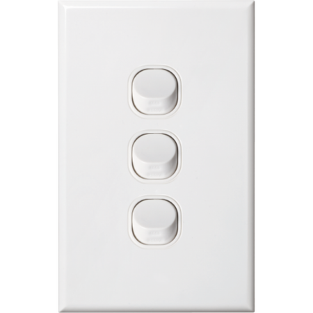 Standard Three Gang Switch | 16 Amps | Slim Design & Vertical Orientation by Dexton