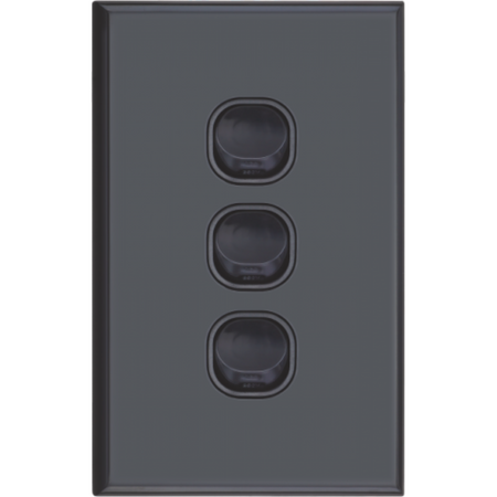 Three Gang Switch 16A | Black Finish | Versatile Use & Durable Design by Dexton