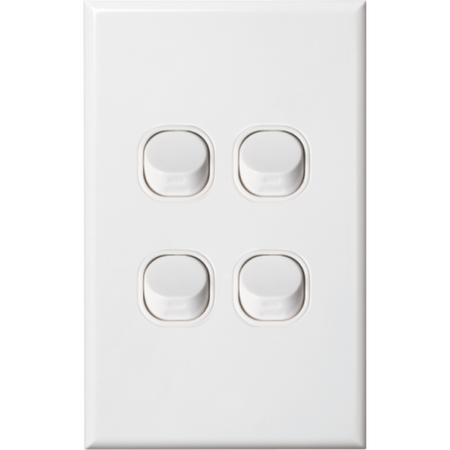 Standard Four Gang Switch | 16 Amps | Slim Design & Vertical Orientation by Dexton