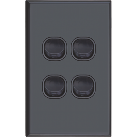 Four Gang Light Switch 16A | Black Color | Durable Design & Professional Installation by Dexton