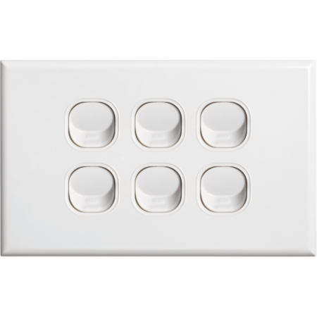 Standard 6 Gang Cover Plate | Pack of 10 | Durable Material & Electrical Compliance | Dexton