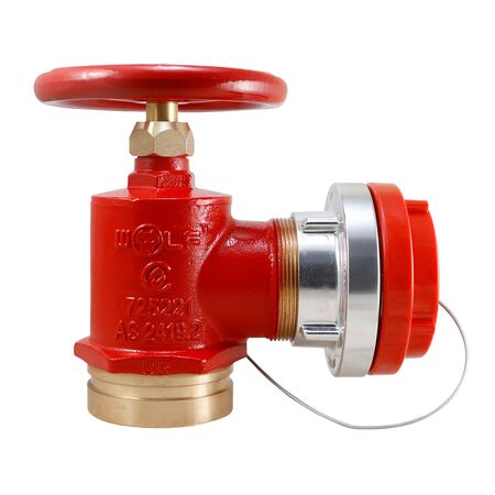 65mm BSP Threaded Storz x 80mm Roll Groove Inlet | Brass Construction | UV Plastic Cap | 1,400 kPa Working Pressure by Firebox