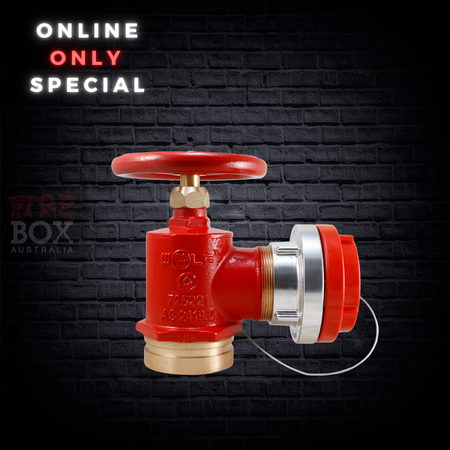 65mm BSP Threaded Storz x 80mm Roll Groove Inlet | Brass Construction | UV Plastic Cap | 1,400 kPa Working Pressure by Firebox