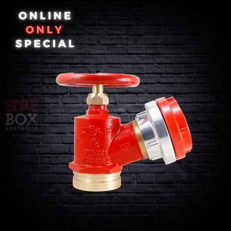 65mm BSP Threaded Storz x 80mm RG Inlet | Angled Design | Durable Brass Construction | Painted Red by Firebox
