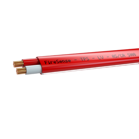 Fire Alarm Cable 1.50mm 2 Core Flat | PVC V-90 Insulation | ActivFire Certified | Red with White Stripe by Firebox