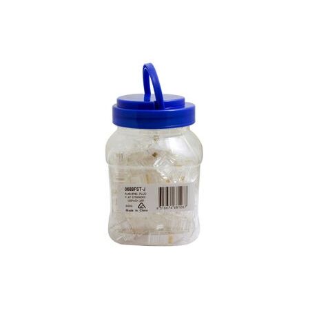 RJ45 8P8C Plug C5E Flat Stranded UTP | 100 Pack Jar | Easy Installation by Generic